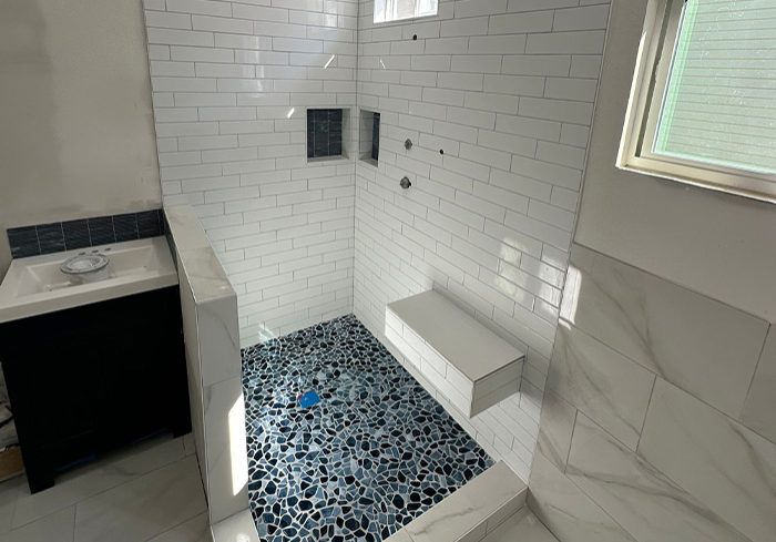 Rock Construction Bathroom Remodel